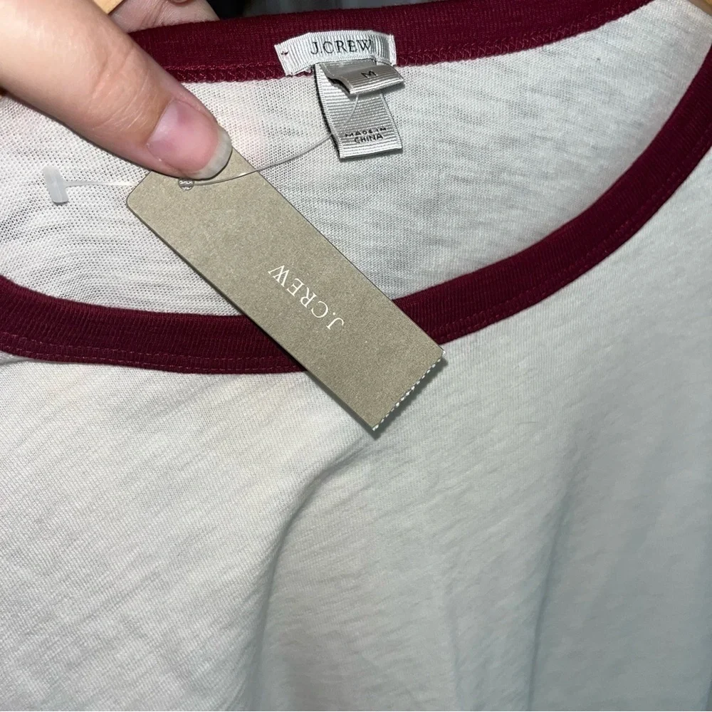 J.Crew Colorblock Sweatshirt NWT Pink Cream Magenta Slub Cotton Casual Pullover